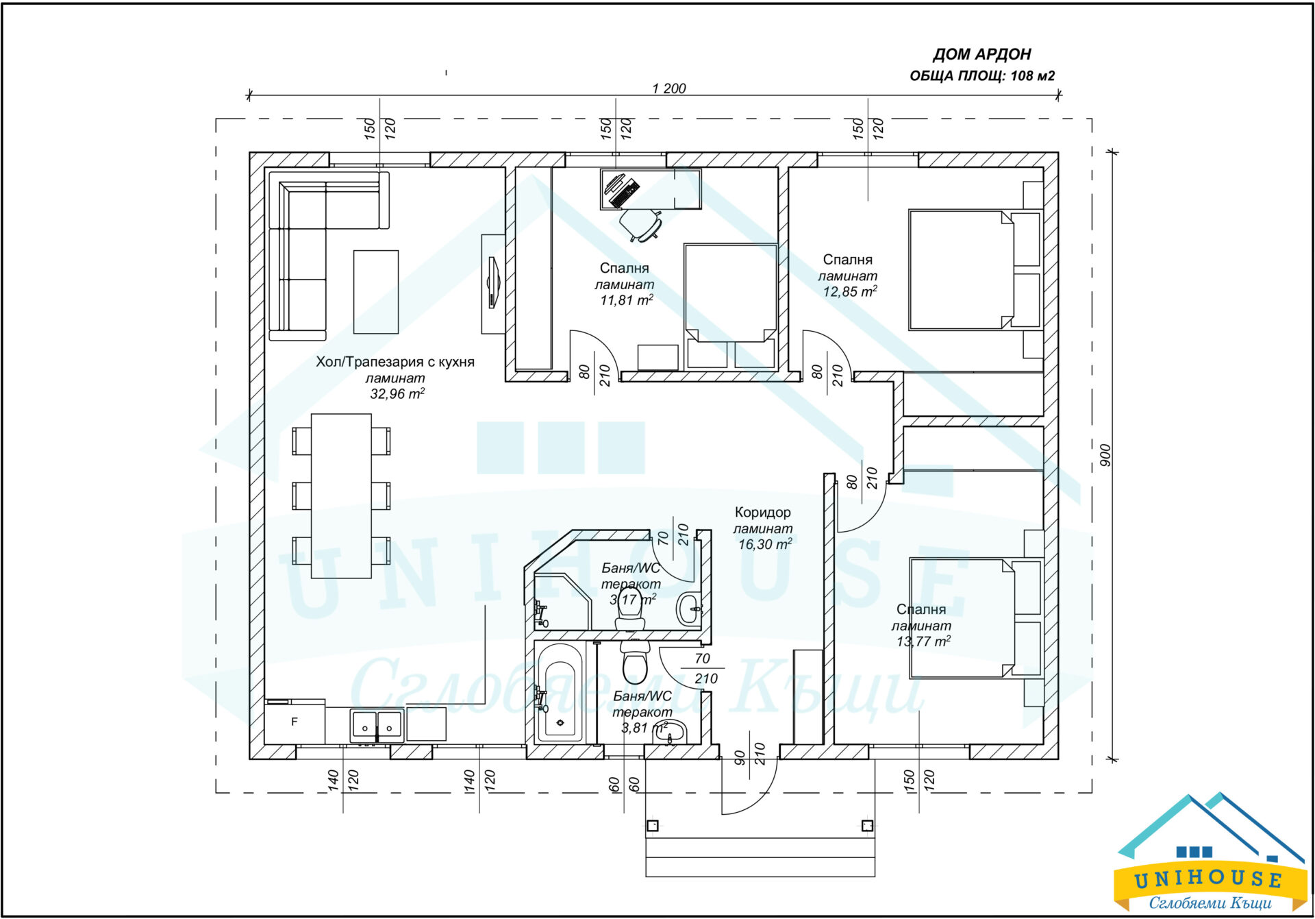 Дом Ардон, площ 108м² — Сглобяеми къщи